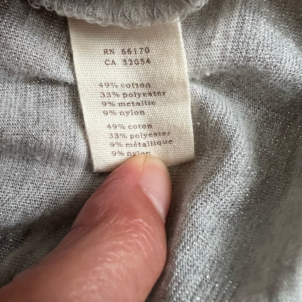 Anthropologie 2pc Bundle Silver Gray Gem Detail Sweater + Flutter Cap Sleeve tee - Picture 16 of 16